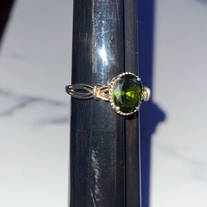 Faceted Moldavite Sterling Ring